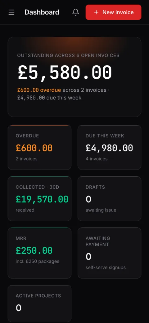 Dragon Core accounts, showing example data on a phone