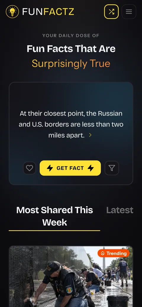 The FunFactz homepage on a phone